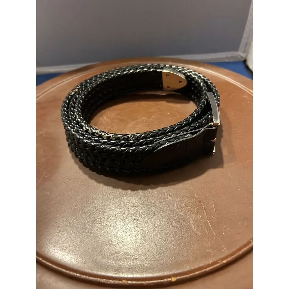Vintage Genuine Leather Braided Brown Black Belt Size 38/95‎ Boho Western Hippie